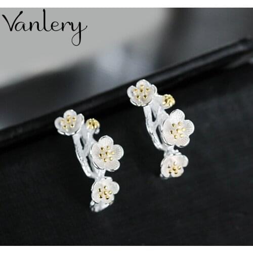 Trendy Irregular Geometric Plum Flower Stud Earrings For Women Korean Earrings Vintage Brincos Gifts Jewelry High Quality