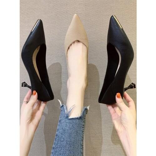 2021 spring and autumn new ladies fashion all-match pointed stiletto high heels shallow mouth comfortable single shoes