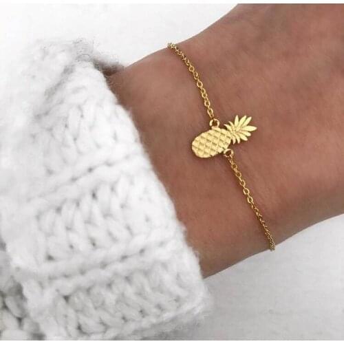 New Pineapple Pendant Chain Bracelet For Women Gold/Silver Color Bohemia Jewelry Simple Bracelets Female