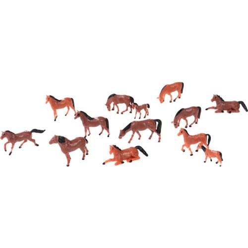 10 Pieces 1/87 HO Scale Painted Farm Animals Model Horse Train Layout Farm