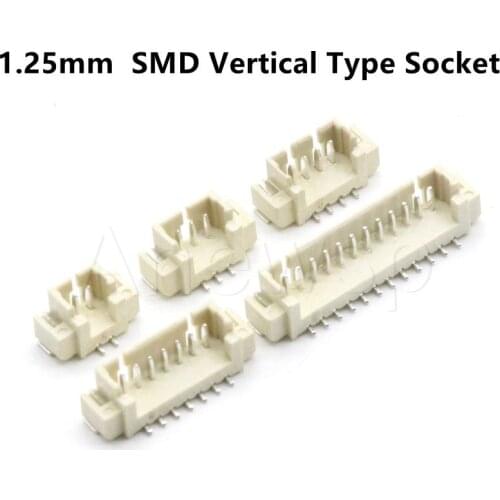 10PCS JST 1.25mm Connector Male SMD Vertical Type Socket 2P 3P 4P 5P 6P 7P 8P 9P 10P-16PIN Top Entry Wire-to-Board Receptacle