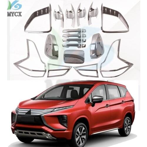 21PCS For Mitsubishi xpander 2019 - 2021 ABS electroplating front and rear fog lamp headlight handle door bowl fuel tank cover