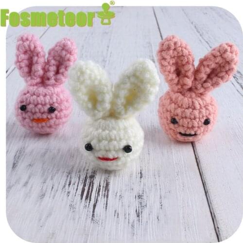 Fosmeteor 5pcs Food Grade Bunny Teether Crochet Beads For Dummy Pacifier Clip DIY Wood Jewelry Making For Teeth Baby Product