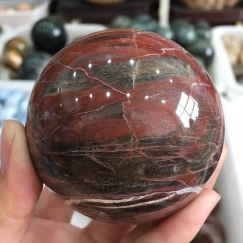 60mm Natural Petrified Wood Fossil Crystal Sphere Ball Madagascar