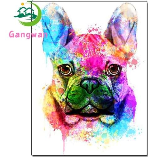 Full Square round Drill Diamond Embroidery Colored French bulldog Diamond Painting cartoon pet puppy Cross Stitch Mosaic Decor