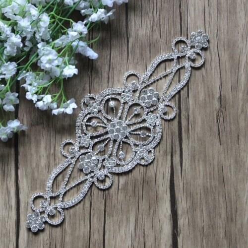 Free Shipping Wholesale 10 pcs/lot 9.8'' Rhinestone Applique for Wedding Gown Bridal Sash Rhinestone Patch LSAP92505