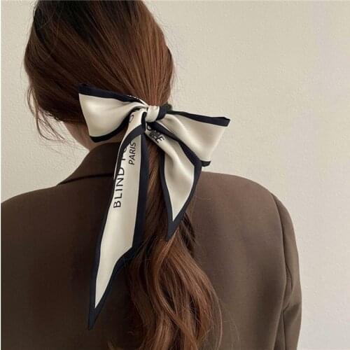 Elegant Narrow Long Scarf Headband For Women Girls 10×5.5cm Chic French Gentle Letter Print Hair Accessories резинки для волос