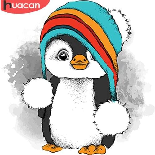 HUACAN 5d Full Square/Round Diamond Painting Penguin New Arrivals Diamond Embroidery Animal Diamond Mosaic Cross Stitch Wall Art