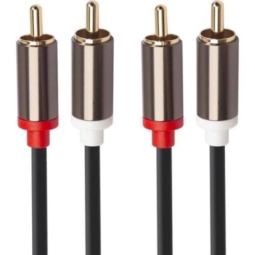 1pc Newest High Qulity 1m/1.8m/ /5m 2RCA To 2RCA Lotus Cable AV Four-head Rca Power Amplifier Audio Cable Aluminum Alloy