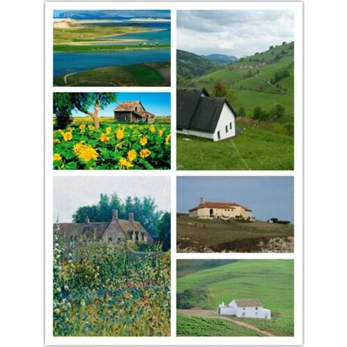 DIY Green Cottage Landscape Picture Diamond Painting Cross Stitch Full Diamond Embroidery Home Decoration Gift JX764