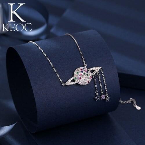 Keoc 2021 Trend Luxury Colorful Zircon Planet Necklace for Women Pingente Y2k Jewelry Personalized Gift Dropship Suppliers