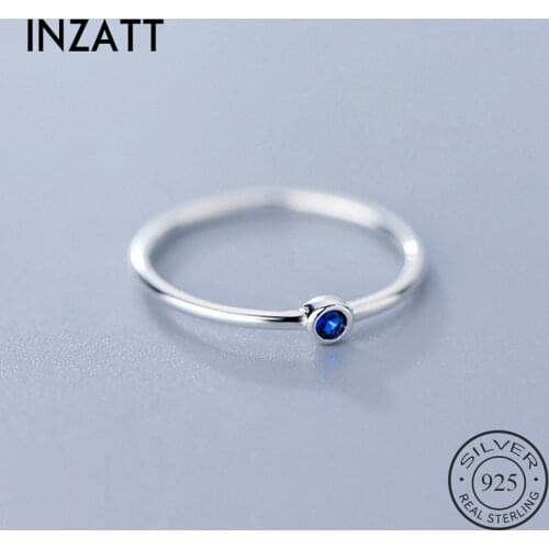 INZATT Real 925 Sterling Silver Blue Zircon Round Ring For Fashion Women Cute Fine Jewelry 2019 Minimalist Accessories Gift
