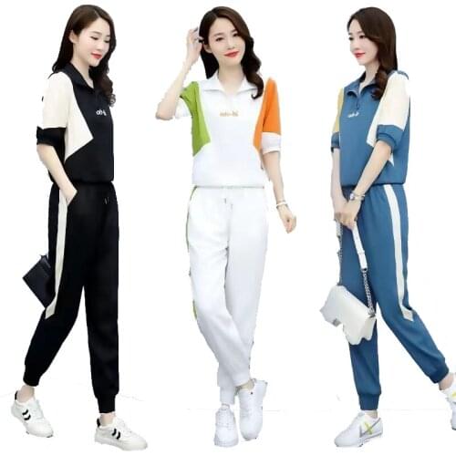 2 Piece Set spring Summer Breathable Tracksuit Women Loose Casual Clothes thin tops trousers Two Piece Set