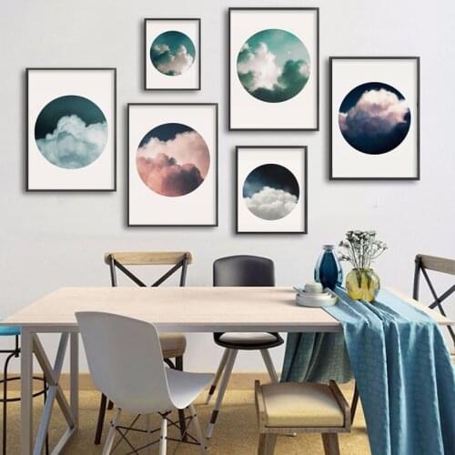 Circle Cloud Landscape Canvas Poster Nordic Evening Glow Wall Art Print Painting Decoration Picture Scandinavian Home Decor