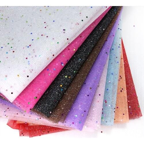 50*155cm Lace Mesh Glitter Sequins Gauze Tulle Fabric Sewing Supplies Dress DIY Needlework Garment Curtains Accessories