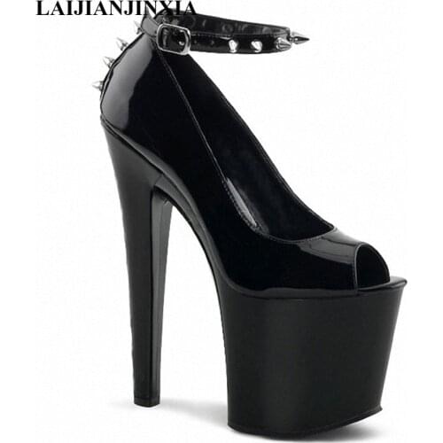 New handsome wading fish beak single shoes 17cm high heels hate sky high water platform shoes artificial leather small shoes