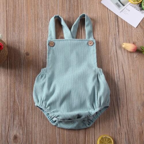 Pudcoco Newborn Baby Girl Clothes Corduroy Sleeveless Romper Solid Color Backless Cross Strap Jumpsuit Infant Summer One-piece