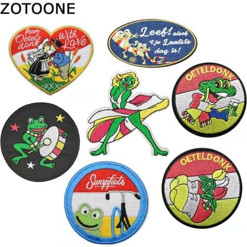 Oeteldonk Full Embroidered Frog Carnival for Netherland Iron on Patches Stripes on Clothes Embroidered Patches for The Clothing