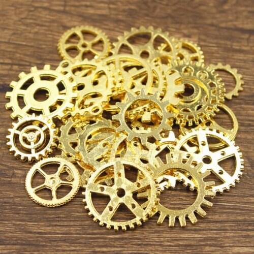 Wholesal 90g 10 Gold Plated Color Size 10-25mm Mix Alloy Mechanical Steampunk Cogs & Gears Diy Accessories New Oct Drop Ship