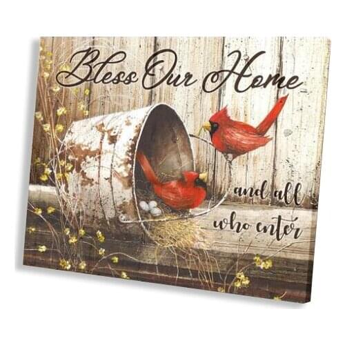 Rustic Country Room Poster Print Bless Our Home Inspiration Motivation Canvas Painting Wall Arts Bedroom Decor Pictures Home