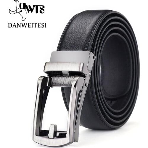 [DWTS]Top quality cow genuine leather mens belt cowhide strap for male automatic buckle belts for men alloy buckle belt