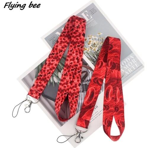 Flyingbee Red Blood Cells Medical Theme Lanyards ID Name Work Card Holder Keyring Neck Straps Phone Accessories For Doctor X1512