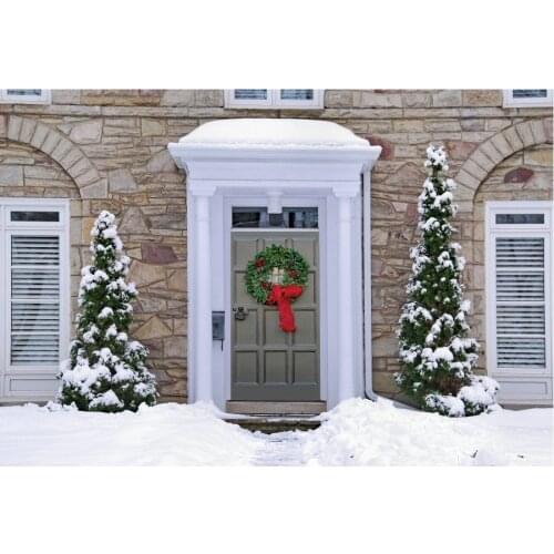 Christmas Decor Backdrop Christmas Tree Doorway Snow Background Newborns Photography Xmas Family Party Decoration Photo Booth