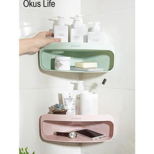 Double Layer Bathroom Kitchen Corner Shelf Triangle Wall Corner Storage Holder Rack Wall Mount Punch-free Soap Drain Rack Holder
