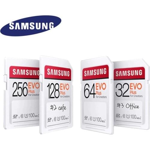 SAMSUNG EVO Plus SD Card 32GB 64GB 128GB 256GB Memory Card 100MB/s C10 For Canon SLR Camera Support Shooting 4K And FHD Video