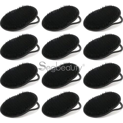 Segbeauty 12pcs Palm Hair Brushes Soft Portable Pocket Combs Black Scalp Massager Shampoo Plastic Hair Beard Brush Com