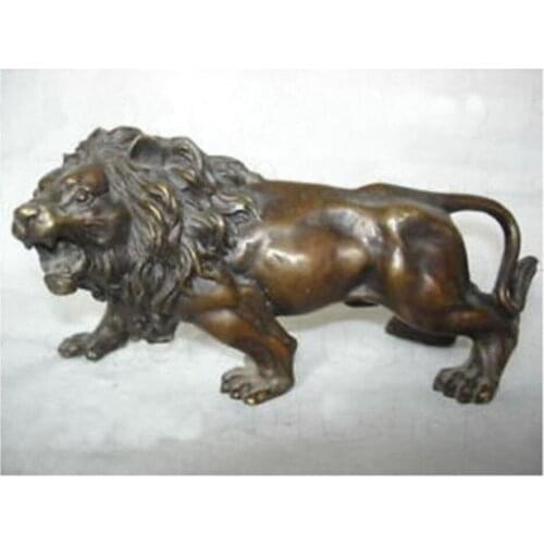 Sculpture&Carving Bronze coffee Fierce Lions Wild Animals Figure Statue gift