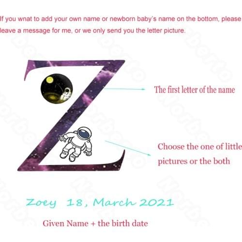 Modern Starry Night Letter Custom Newborn Baby Initial Name Creative Canvas Painting Posters for Home Rooms Nursery Decoration