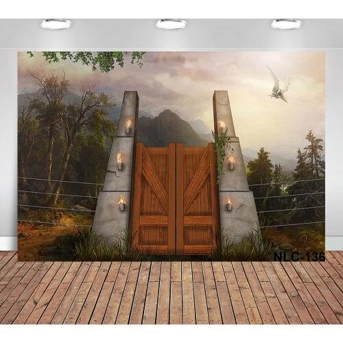 Jurassic Gates Dinosaur Children 1st Birthday Photography Backdrops Jungle Safari Photocall Background Photo Studio