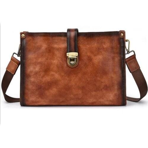 Retro Messenger Bag Men Genuine Leather Bags for Mens shoulder Crossbody Bags clutch bag