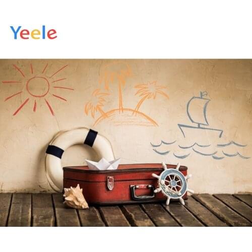 Summer Tropical Sea Ocean Travel Ship Swimming Ring Wood Board Baby Portrait Backdrop Photography Background For Photo studio