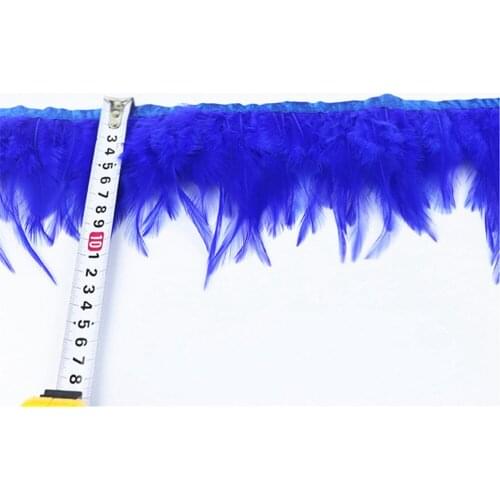Royal Blue Rooster Neck Hackle Feather Trims Ribbon Pheasant Feather Fringe skirt For Crafts Clothing Wedding Decoration Plumes