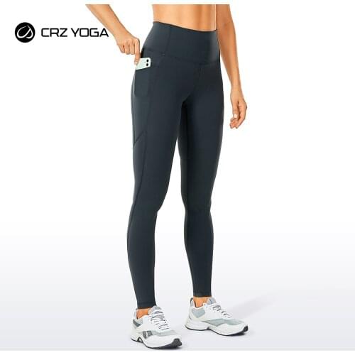 CRZ YOGA Womens Naked Feeling Yoga Pants Buttery Soft Workout Leggings with Pockets- 28 Inches