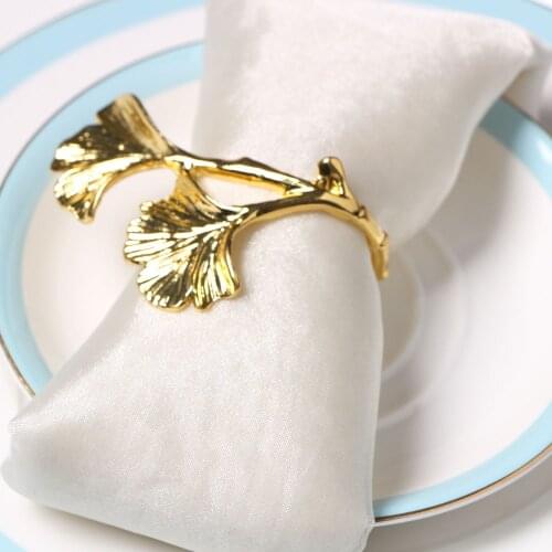 10pcs Golden gingko leaf napkin buckle wedding hotel decoration napkin ring