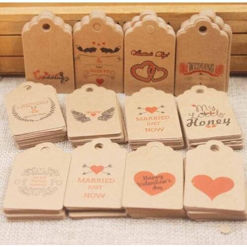 100PCS 5*3CM Vintage Paper Gift Hang Tag DIY Products Chirstmas Kraft Gift Tag Brand Party Decoration Paper Tags