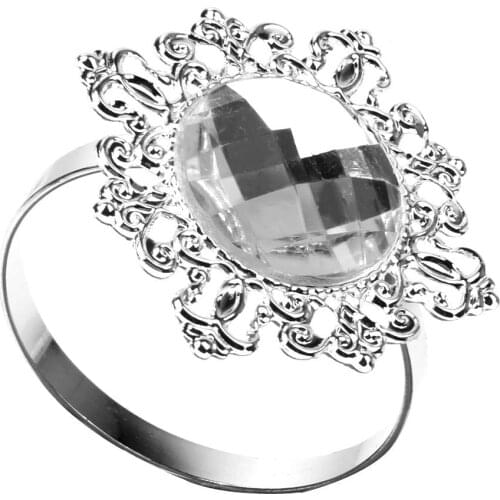 Hot 12 Pieces Napkin Rings Napkin Holder Wedding Banquet Dinner Decor Silver
