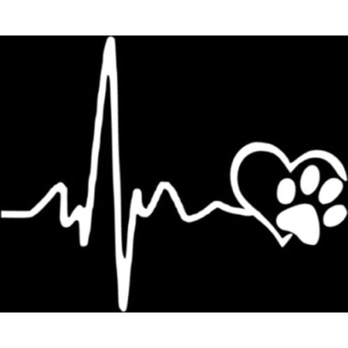 13CM*10.3CM Heartbeat Love Dog Footprints Funny Vinyl Car Sticker Decal Creative T3EF