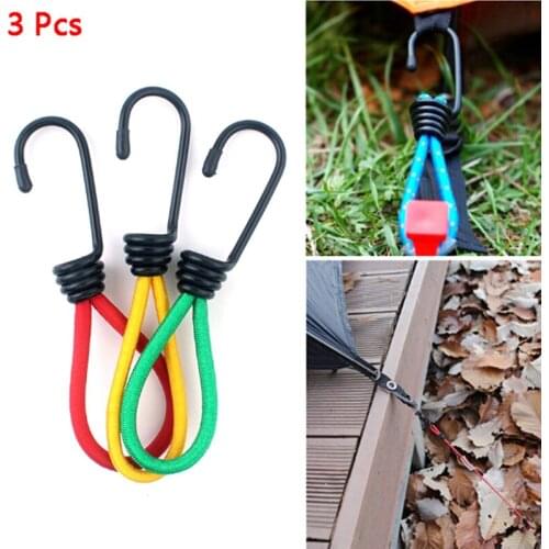 3 Pcs Tent Hook Sturdy Elastic Rope Buckle for Camping Biking Traveling Boating