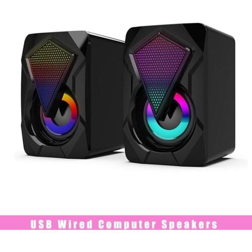 3W Speaker USB Wired Computer Speakers Colorful LED Light Bass Stereo Subwoofer 3.5mm Audio Plug Sound For Laptop Mobile Phone