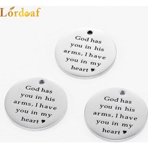 5PCS 25MM Width Stainless Steel Round Plate With Engraved Copywriting High Quality Jewelry Wholesale