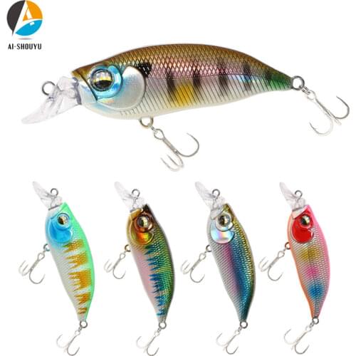AI-SHOUYU 1PCS New Model 57mm 8g Fishing Minnow Hard Bait Floating Laser Plastic Fishing Tackle Lure 3D Eyes With Treble Hooks