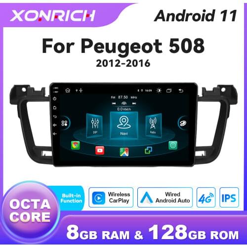 DSP Android 10.0 Car Radio Multimedia Player For Peugeot 508 2011-2018 GPS Navigation No 2 Din Autoradio RDS IPS Carplay 4G+128G