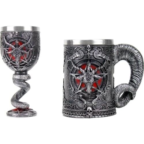 Baphomet Pentagram Horn Goblet Wine Glass Gothic Wicca Pagan Mystical Tankard Coffee Beer Mugs 600ml 200ml Mystic Wicca Fan Gift