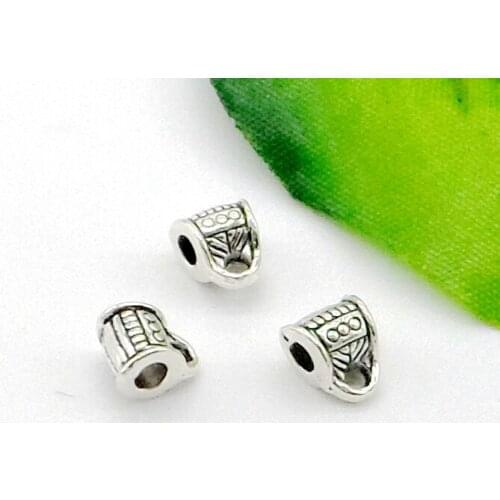 Free Shipping 300Pcs Tibetan Silver Tone Flower Bail Beads Connector Charms Pendants 8x7mm For Jewelry Making Craft DIY