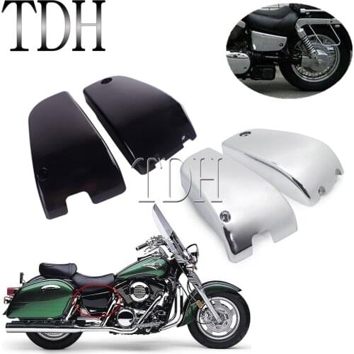 2x Side Battery Fairing Cover For Kawasaki Vulcan VN1500 VN 1500 Classic Nomad Motorcycle Accessories Chrome Black ABS Plastic