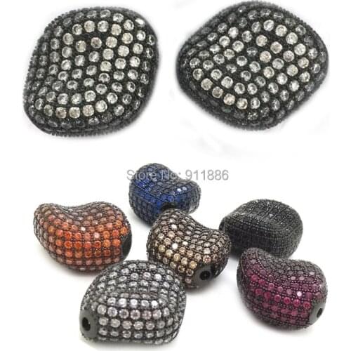 Gunmetal Black micro pave cubic zirconia crystal beads Twisted beads for Pearl Gem Stone Bracelets Necklace jewelry making